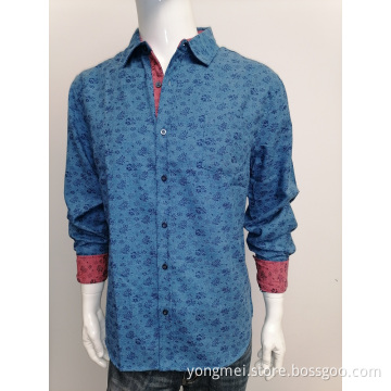 Mens t/r print fabric long sleeve shirt